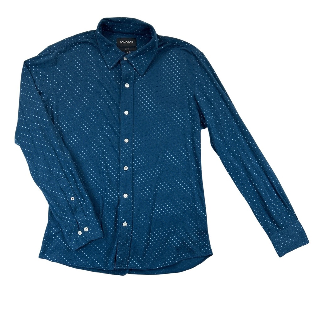Bonobos Shirt Mens M Blue Micro Dot Slim Fit Long Sleeve Button Down